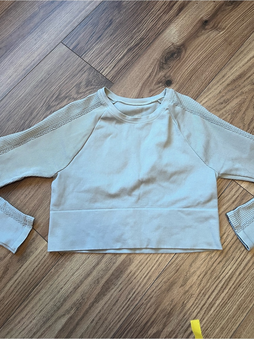 OFFLINE by Aerie Big Chill Seamless Ribbed Crop Long Sleeve Top Grey Size L